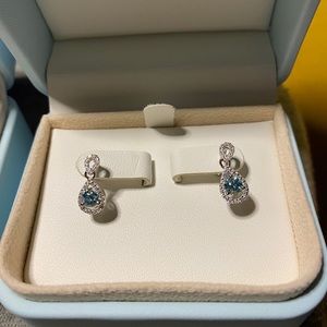Blue Moissanite Diamond Drop Earrings